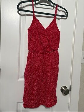 Hollister Red Spaghetti Strap Polka Dot Mini Dress